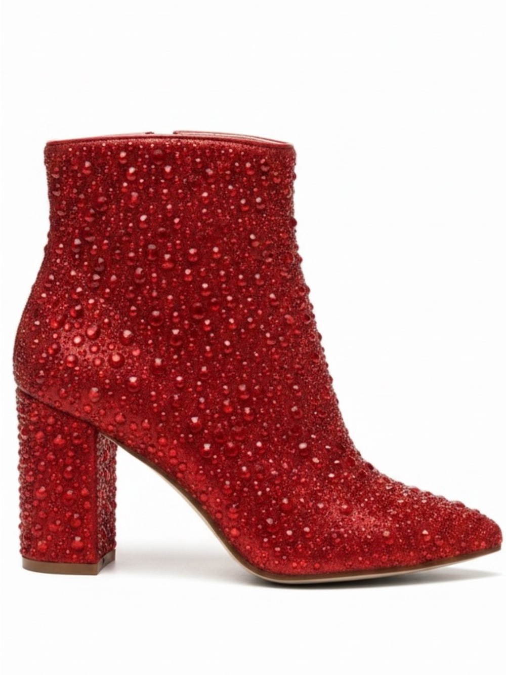 Betsey Johnson Red Rhinestone Ankle Boots